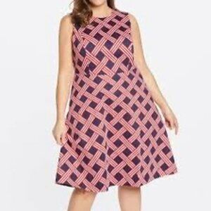 Women's Draper James Navy Red White Striped Midi Dress Size 4